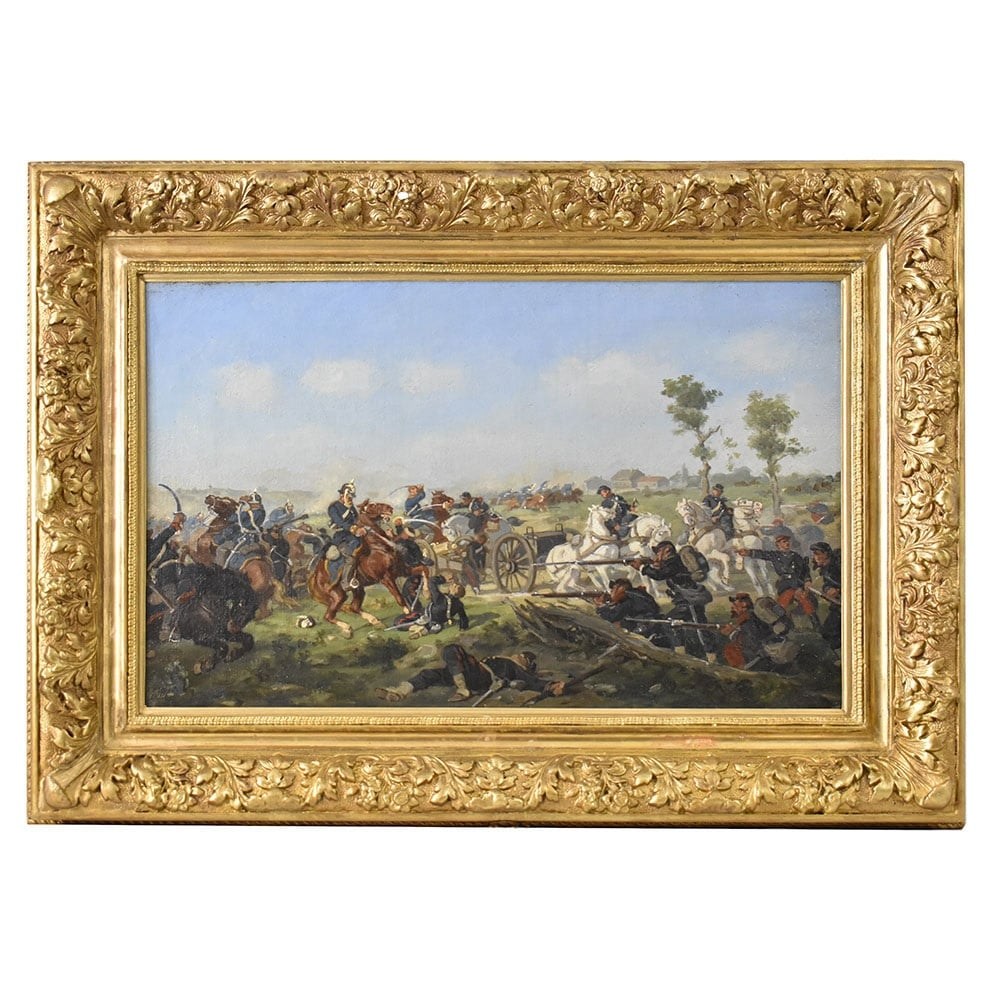 QP561 1 antique oil painting army in battle XIX century.jpg
